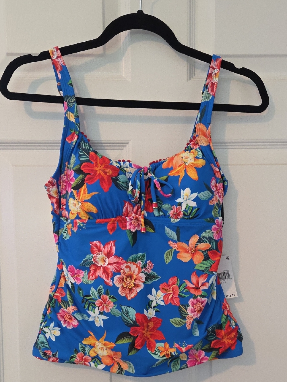 La Blanca Royal Blue Tropical Floral Tankini Top